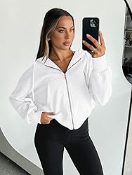 Trendy Queen Hoodies for Women Full Zip Up Cropped