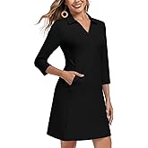 Soneven Women's 3/4 Sleeve Dress with Pockets UPF 50+ Sun Dress Breathable Quick Dry Beach Cover Ups