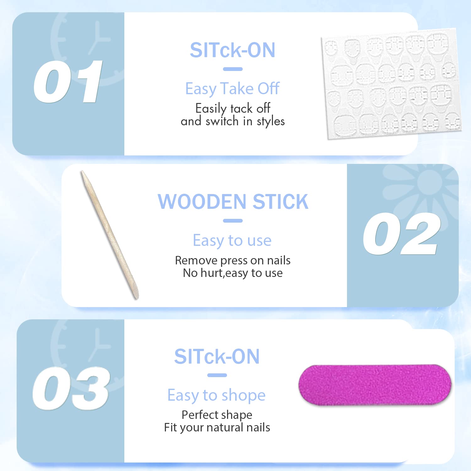 Blue Press on Nails Short Square Fake Nails Glue on Short Square Nails Press ons, Soft Gel Acrylic Glue on Stick on Nail for Women Thick Reusable Solid Color 24pcs, Royal Blue - Image 9