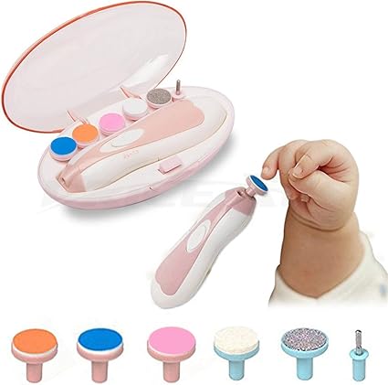 Amazon 電動ネイルケアキット ベビーレーベル ネイルケアセット アタッチメント ベビー レーベル ネイルケアセット レーベルピンク 新生児 対象 ママにも使えるネイルケア 6種類付き 粗研ぎ 細かい研ぎ 静か 携帯ケース付属 持ち運び便利 キッズ 電動爪磨き 爪
