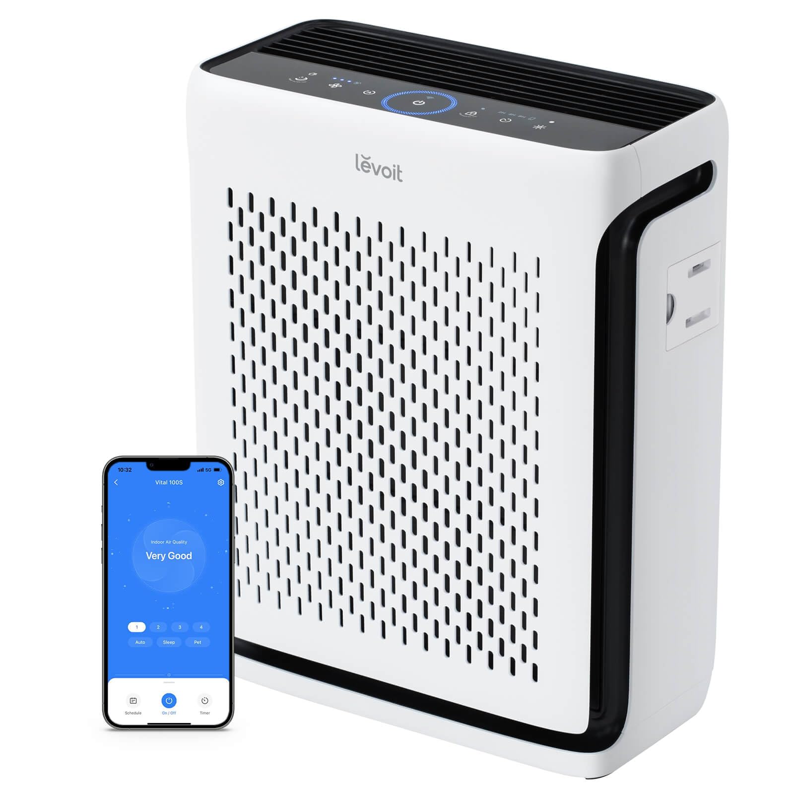 Photo 1 of LEVOIT Air Purifier for Home Large Room Up to 1073Ft² with Air Quality Monitor, AHAM VERIFIDE, Smart WiFi, Washable Pre-Filter, HEPA Sleep Mode for Pets, Allergies, Dust, Pollen, Vital 100S-P, White