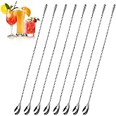 LOYORTY 8 Pcs 15.7 Inches Bar Spoon Stainless Steel Stirrer Spoons Spiral Pattern Cocktail Mixing Spoon for Bar Cocktail Shaker Tall Cups
