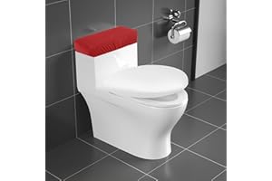 AZHCHKE Toilet Tank Lid Cover, Bathroom Stretch Washable Spandex Toilet Tank Protector Cover with Elastic Bottom, Red