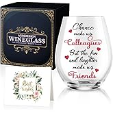 AGMDESIGN Chance Made Us Colleagues Wine Glass With Gift Box, Retirement Thank You Gifts for Women Men Coworker Leader Mentor Boss, Leaving Going Away Appreciation Gifts for Women Men Coworker Boss