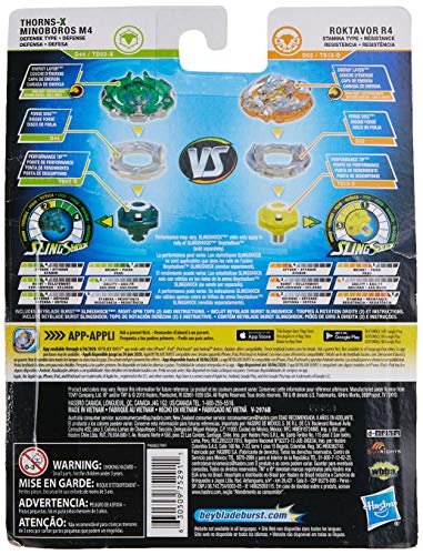 Beyblade Burst Turbo Slingshock Dual Pack Roktavor R4, Thorns-X Minoboros M4