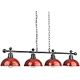 FEMILA 48" Billiard Light, Red Pool Table Light for 7ft/8ft Table, 4-Light Kitchen Island Lights with Hammered Metal Shades,Modern Chandelier for Game Room, Dining, Bar, 4FG60-4LP RED