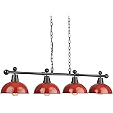 FEMILA 48" Billiard Light, Red Pool Table Light for 7ft/8ft Table, 4-Light Kitchen Island Lights with Hammered Metal Shades,M