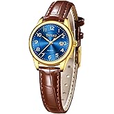 Taxau Leather Band Womens Watches with Day Date Quartz Analog Small Face Classic Ladies Watch Arabic Numerals Elegant Dress Reloj Mujer