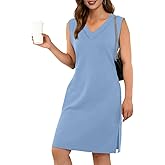 GRECERELLE 2026 Women Summer Inside-Out V-Neck Casual Loose Split Wrinkle-Free Midi Dress with Pockets