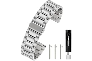 Berfine Quick Release Watch Strap,16mm 18mm 20mm 22mm 24mm Premium Solid Stainless Steel Watch Band Replacement