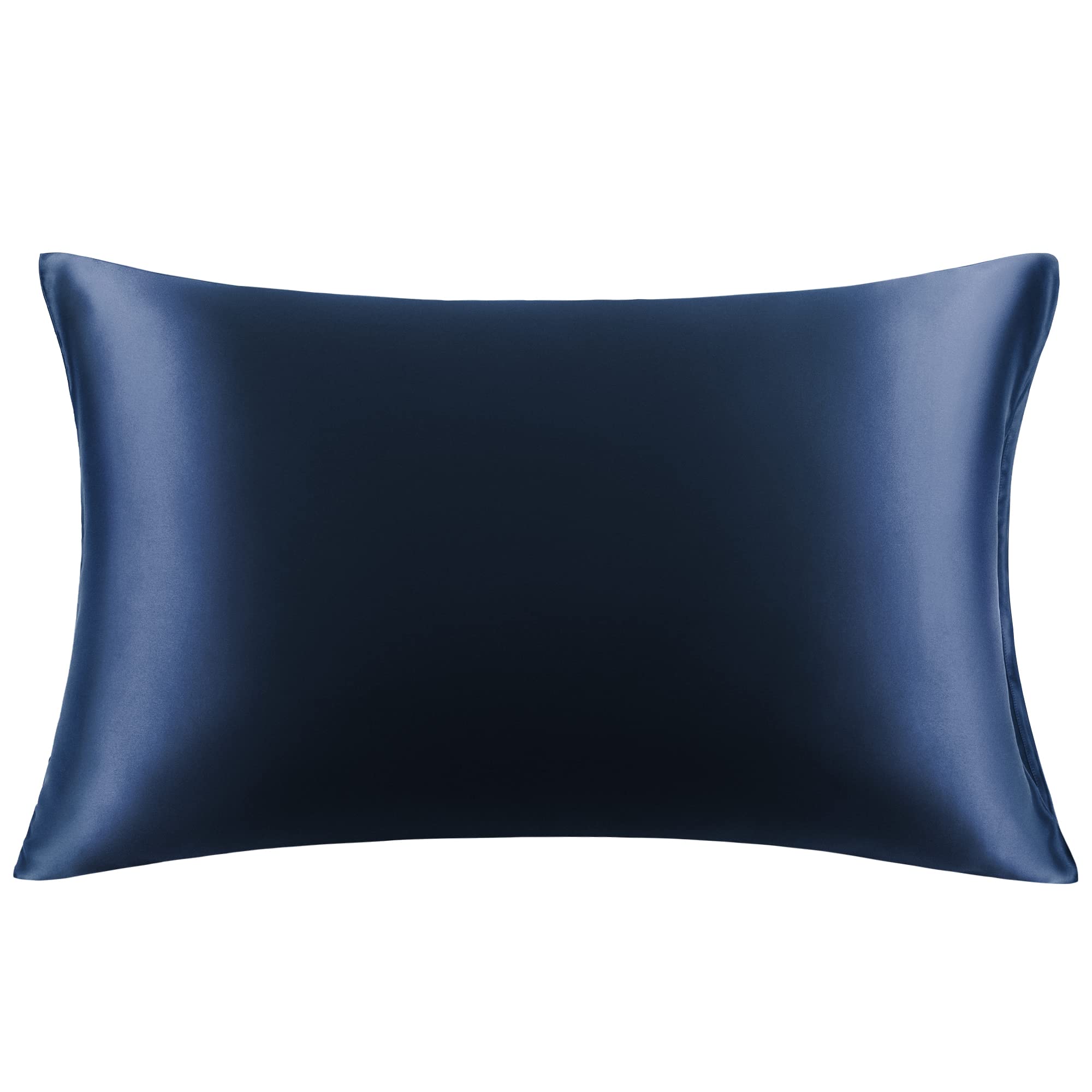PiccoCasa Silk Pillowcase 51x66cm Standard Size, Both Side 400 Thread Count 19 Momme Navy Silk Pillow Cases for Hair and Skin, 1pc, Non-Zipper/Envelope Closure