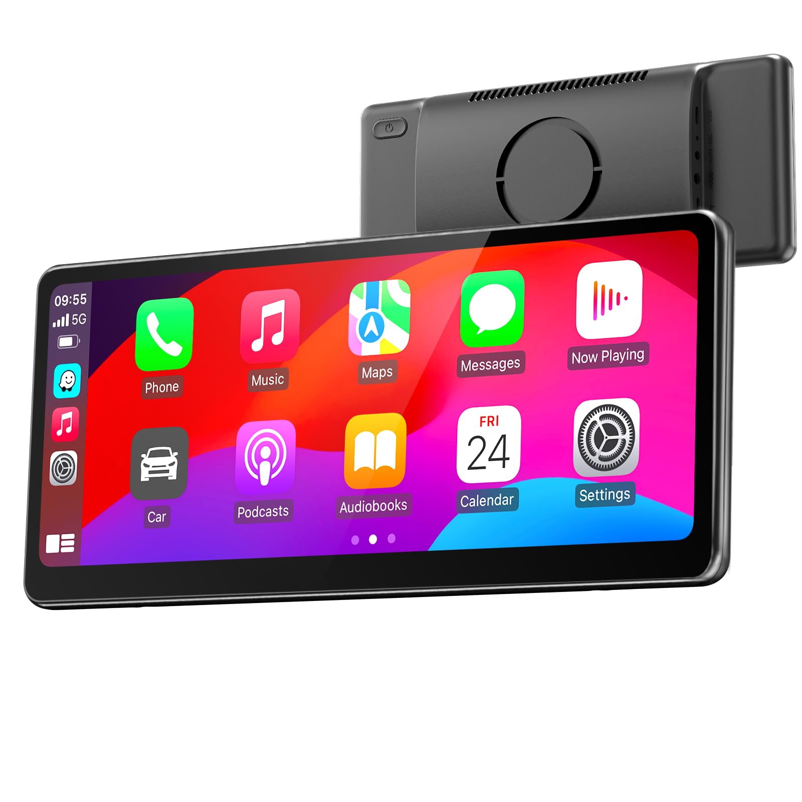 MINIX [2026 Fully Laminated Screen] 60fps Portable Wireless Carplay Car Stereo 8.9 Inch 1920 * 720 HD Touchscreen for Carplay&Android Auto Car Stereo Receiver Supports Steering Wheel Controls