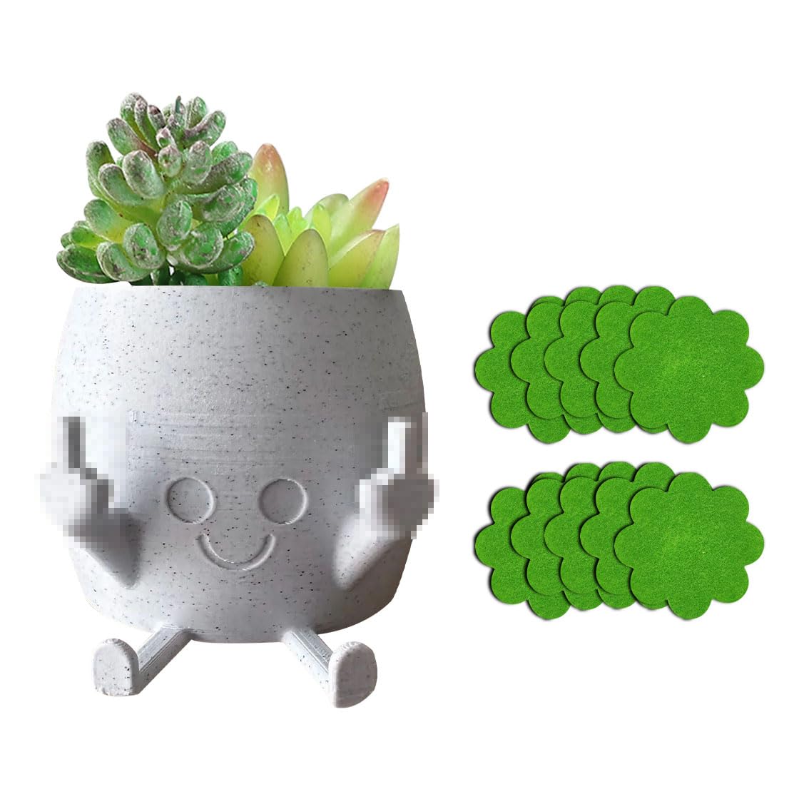 HyzaPhix Middle Finger Plant Pots Funny Planter Pot for Succulents Smiling Planters with 10pcs Flower Pot Hole Mesh Pad for Living Room Indoor Outdoor