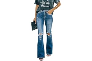 KUNMI Women's Flare Bell Bottom Jeans High Waisted Wide Leg Bootcut Jeans Stretchy Denim Pants