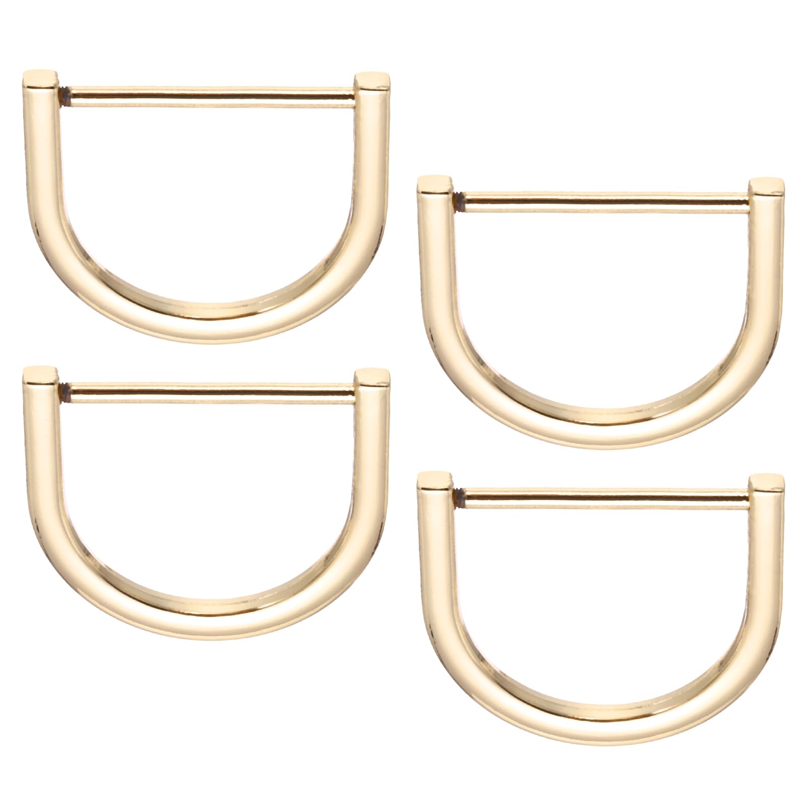 PATIKIL 1-1/2" D-Rings Screw in Shackle, 4 Pcs Horseshoe U Shape D Ring Zinc Alloy Semicircle Buckles Replacement for Purse Keychain Collar Accessories Craft, Light Gold