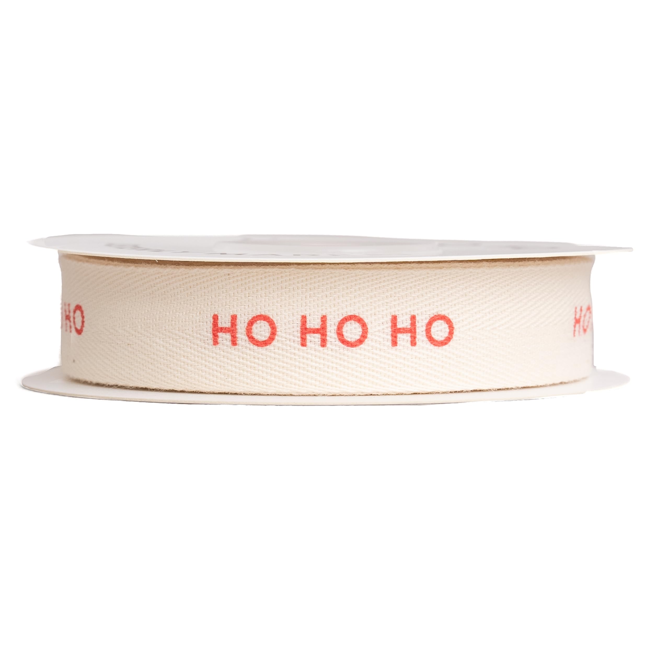 Photo 1 of Sisterly Market - Custom Herringbone Cotton Ribbon, Natural 5/8 Inch Gift Ribbon with Ho Ho Ho Printed Phrase, 10 Yards
