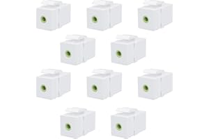 DIYTECH Premium 3.5mm Keystone Jack, Female to Female Headphone Speaker Jack, Stereo in-Line Modular for Audio Wall Plates, Aux Plate (10 Pack White)