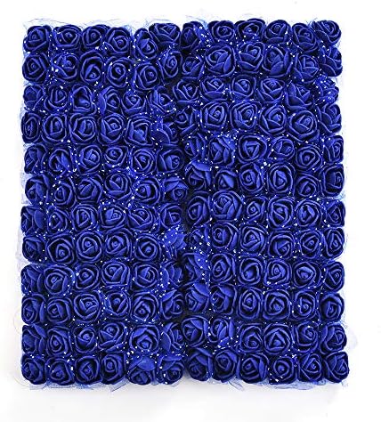 AZXU Mini Foam Rose Artificial Flower Bouquet Multicolor Rose Flower Wedding Scrapbooking Decoration Rose Flower Fake 144 pcs 2 cm (royal blue)