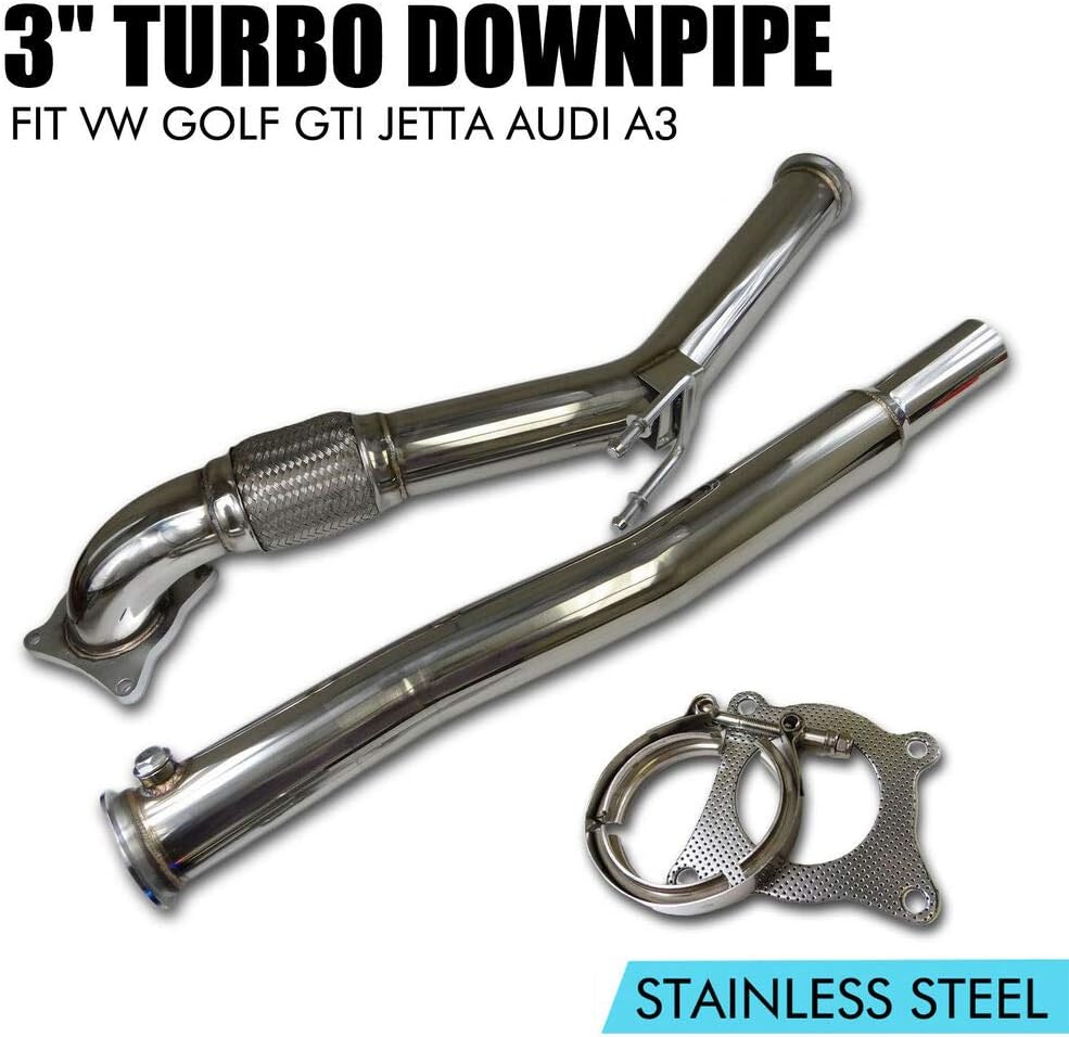 3" Turbo Downpipe Exhaust 2.0T Decat, Compatible with VW Golf GTi Jetta Audi A3 06+