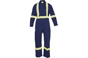 JUST IN TREND Flame Resistant FR High Visibility Hi Vis Coverall - 88% C/12% N (Small, Navy Blue)