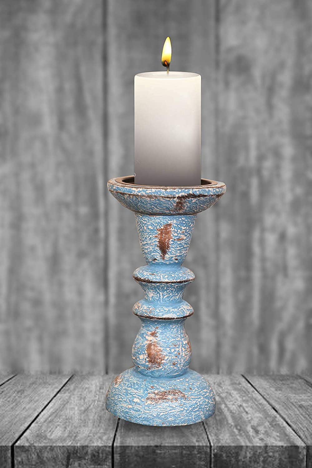 Buy 7 Trees Wood Candle Holder/Candle Stand Metal/Wooden in Distressed