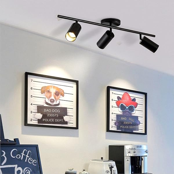 KCO LIGHTING MODERN MATTE BLACK TRACK LIGHTING 3-LIGHTS KITCHEN TRACK LIGHTING FIXTURES CEILING INDOOR FLUSH MOUNT CEILING SPOTLIGHTS DIMMABLE LED CEILING SPOT LIGHT (3-LIGHT)
