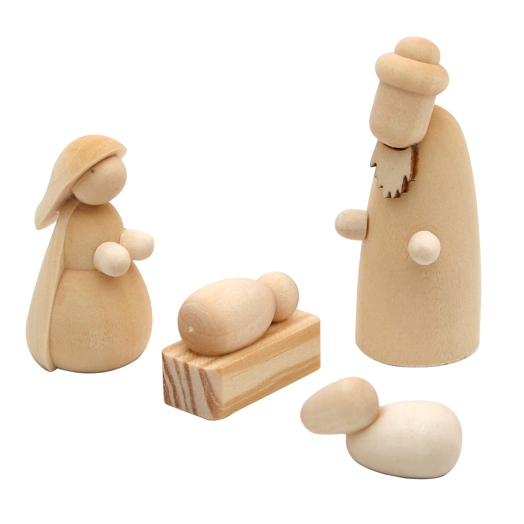 Dekohelden24 Hand-turned wooden nativity figures as a set of 4, dimensions (L x W x H): 2 x 2 x 5.5 cm.