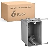Togalonn 1-Gang New Work Outlet Box, PVC Electrical Box for Switch, GFCI, Dimmer, 22 Cubic Inch, UL Listed, 6 Pack