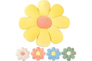 Kekeso Flower Floor Pillow Seating Cushion Daisy Flower Throw Pillow Cute Room Decor for Girls Flower Plush for Reading and Lounging Comfy Pillow (38cm/14.96inch, Yellow)