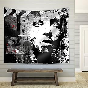 Modern Teenage Girl on Grunge Background. Grunge Style. Modern Generation. - Fabric Wall Tapestry Home Decor - 51x60 inches