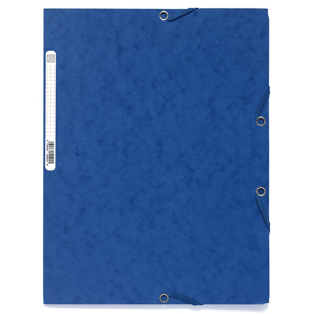 Exacompta - Ref 55502E - Europa Elasticated 3 Flap Folders (Pack of 25) - 24 x 32cm, Suitable for A4 Documents, 400gsm Genuine Premium Pressboard - Blue