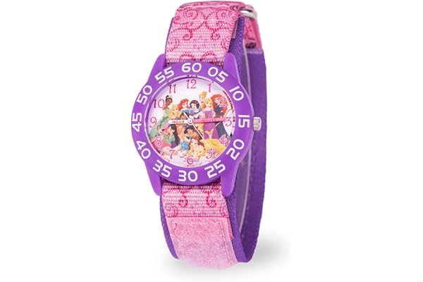 Disney Princess Watch for Girls – Kids’ Princess Watch with Pink Bezel & Purple Nylon Strap – Perfect Toddler Watches for Girls Age 4-7