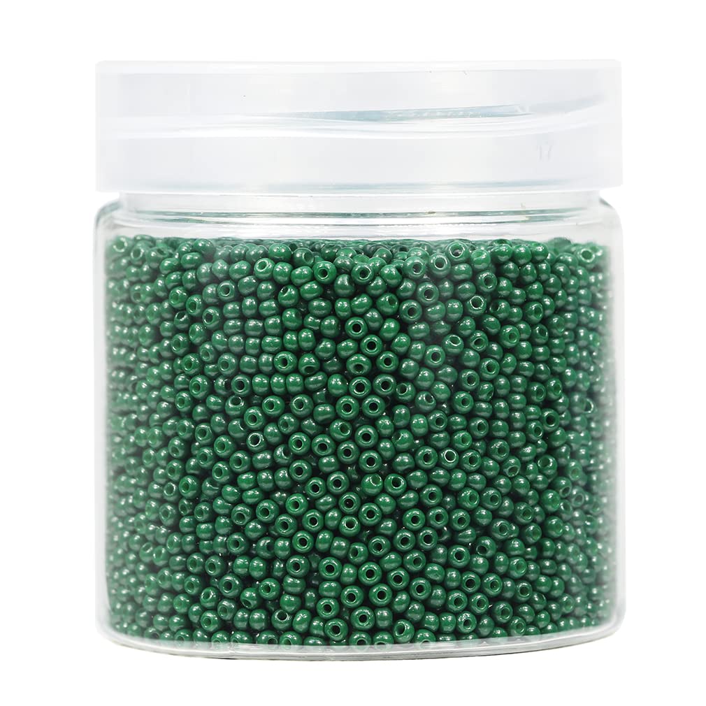 Bala&Fillic Size 2mm Round Seed Beads 10000pcs/110 Grams in Box 12/0 Blackish Green Small Craft Seed Beads for Making Jewelry Earring Bracelets Necklace (Blackish Green)