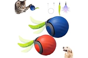 ugdurwp 2Packs Speedy 2.0 Tail Cat Toys for Bored Indoor Adult Cats,2025 New Generation Interactive Cat Toys for Indoor Cats,Automatic Moving Ball with Tail,Blue and Orange