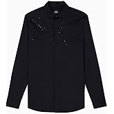 Armani Exchange Mens Embellished Woven Button Down Shirt