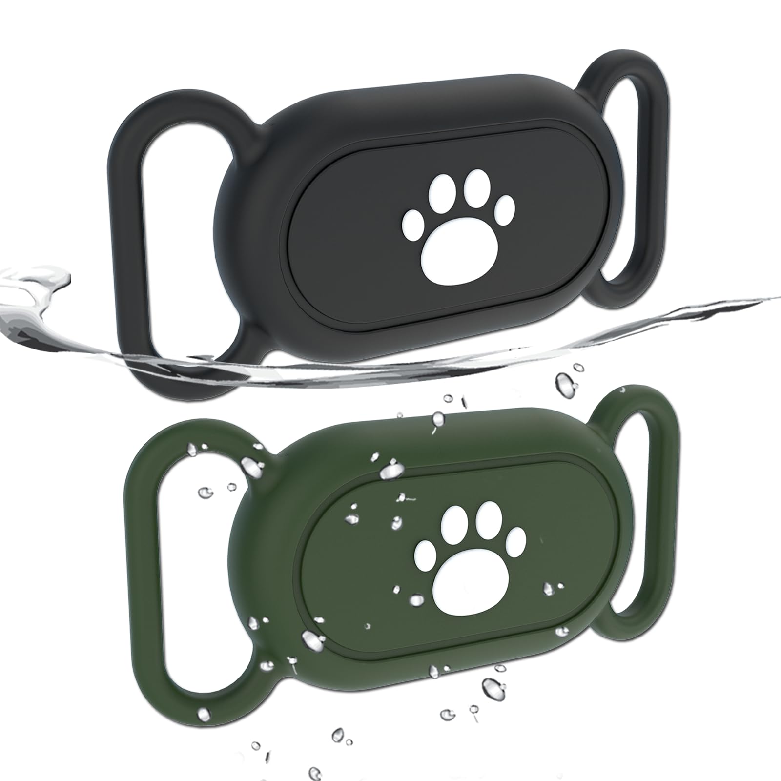 Photo 1 of 2 Pack Waterproof Dog Collar Holder Compatible with Samsung Galaxy SmartTag2, Silicone GPS Tracker Hidden Loop Holder for Smart Tag2, Anti-Lost Collar Tag2 Paw Case (Black Green)