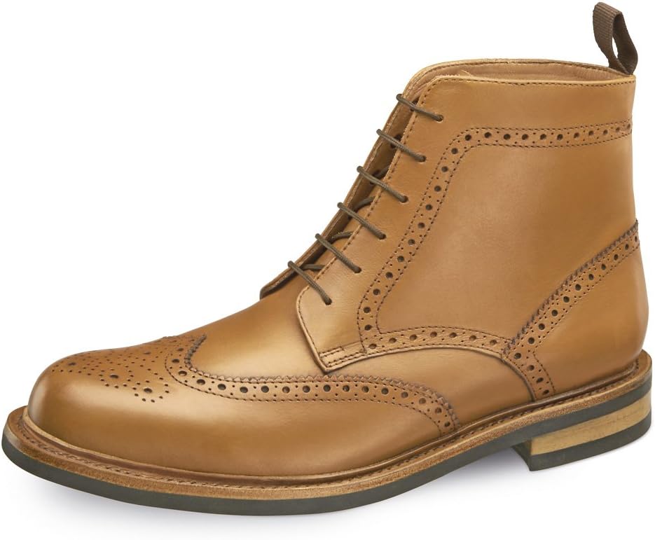 Men's Handmade Brogue Boot Goodyear Welted in Black, Brown, Tan & Navy