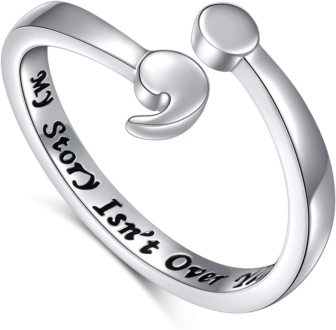 My Story Isn't Over Yet Sterling Silver Semicolon Ring This Too Shall Pass Ring Jewelry Size 5-10