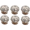 THDC Hand Painted Vintage Cabinet Knob (Set of 6) - Black Line Flower