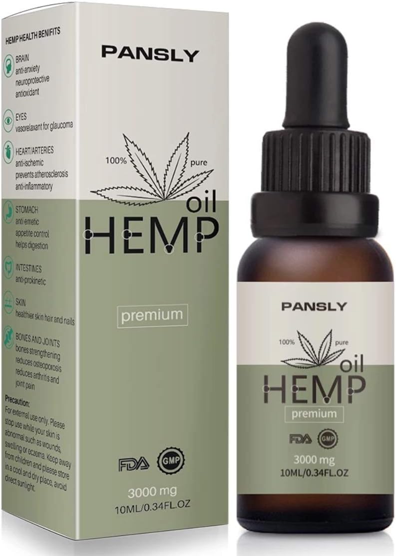 Organic Hemp Seed Oil, 3,000mg. 100% Pure Natural Ingredients. Pain Relief. Stress Relief. Sleep Aid.