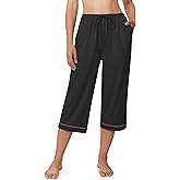 Ekouaer Womens Pajamas Pants Capri Pj Bottoms with Pockets Comfy Drawstring Printed Lounge Soft Sleep Pants