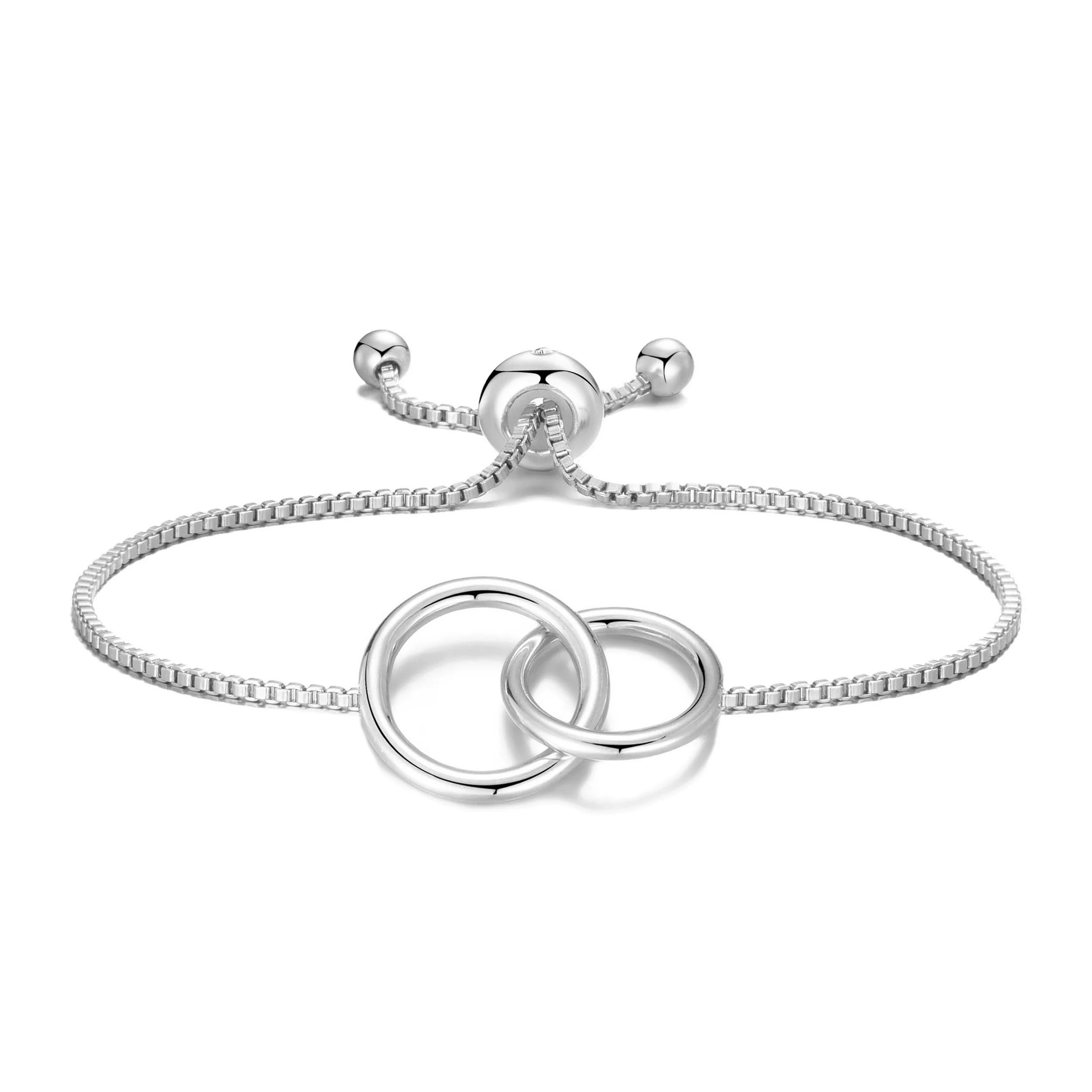 Philip Jones Silver Plated Link Friendship Slider Bracelet Created with Zircondia® Crystals