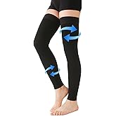KEKING® Thigh High Compression Stockings Footless, Unisex, 20-30mmHg Leg Support Compression Sleeves with Anti-Slip Silicone Band, Opaque, Treatment Swelling, Varicose Veins, Edema, Black 3X-Large