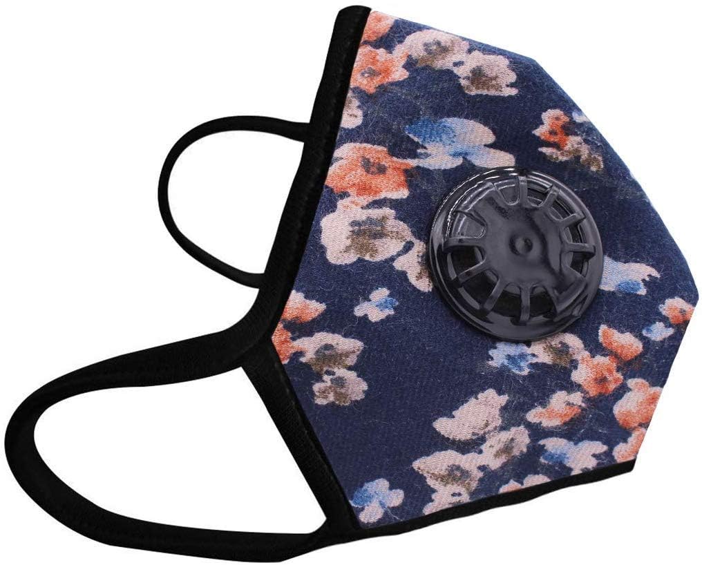 Honest Mask - Designer N99 Safety Mask - Includes 5 Filters - Dust, Anti-Pollution, Washable with Breathe Right Valve (Navy Floral)