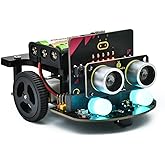 KEYESTUDIO Microbit Robot Car Starter Kit Compatible with BBC Micro:bit V2 | DIY Programmable Robots Car Kit, STEM Educational Project, for Graphical Makecode and Python Coding Car(without Micro bit)