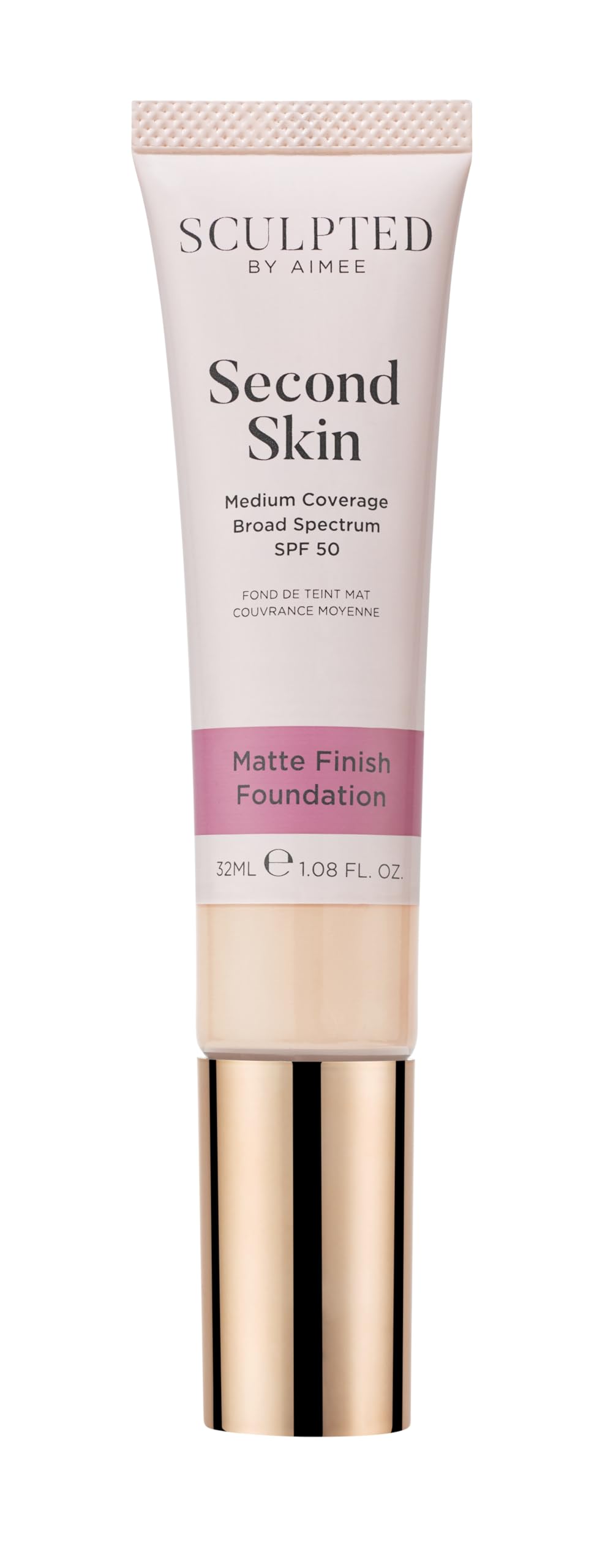 Second Skin Matte Liquid Face Foundation from Sculpted by Aimee - 32ml Buildable, Medium Coverage Foundation with Matte Finish, Hyaluronic Acid, Collagen Boosting Formula, SPF 50, (Fair Plus 2.5)