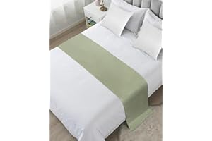 Ldtrchee Sage Green Bed Runner for Queen Size Bed, Farmhouse Decorative Bed Scarf Throws for Foot of Bed, Sage Green Color Luxury Bedding Protector Slipcover Bed Runners for Hotel/Home, 83 x 20 Inch