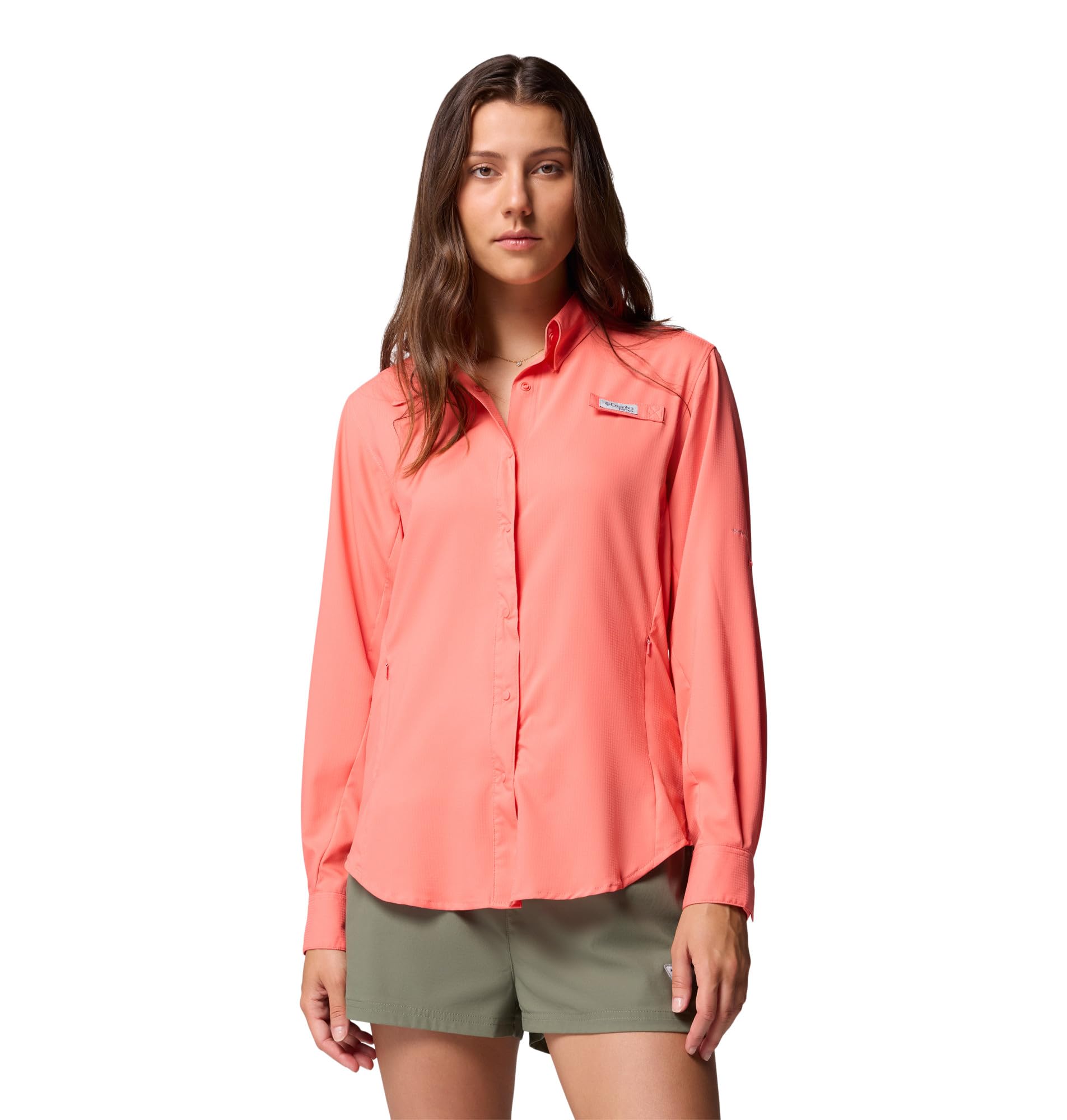 Columbia Womens PFG Tamiami II Long Sleeve Fishing Shirt, Melonade, X-Small Image