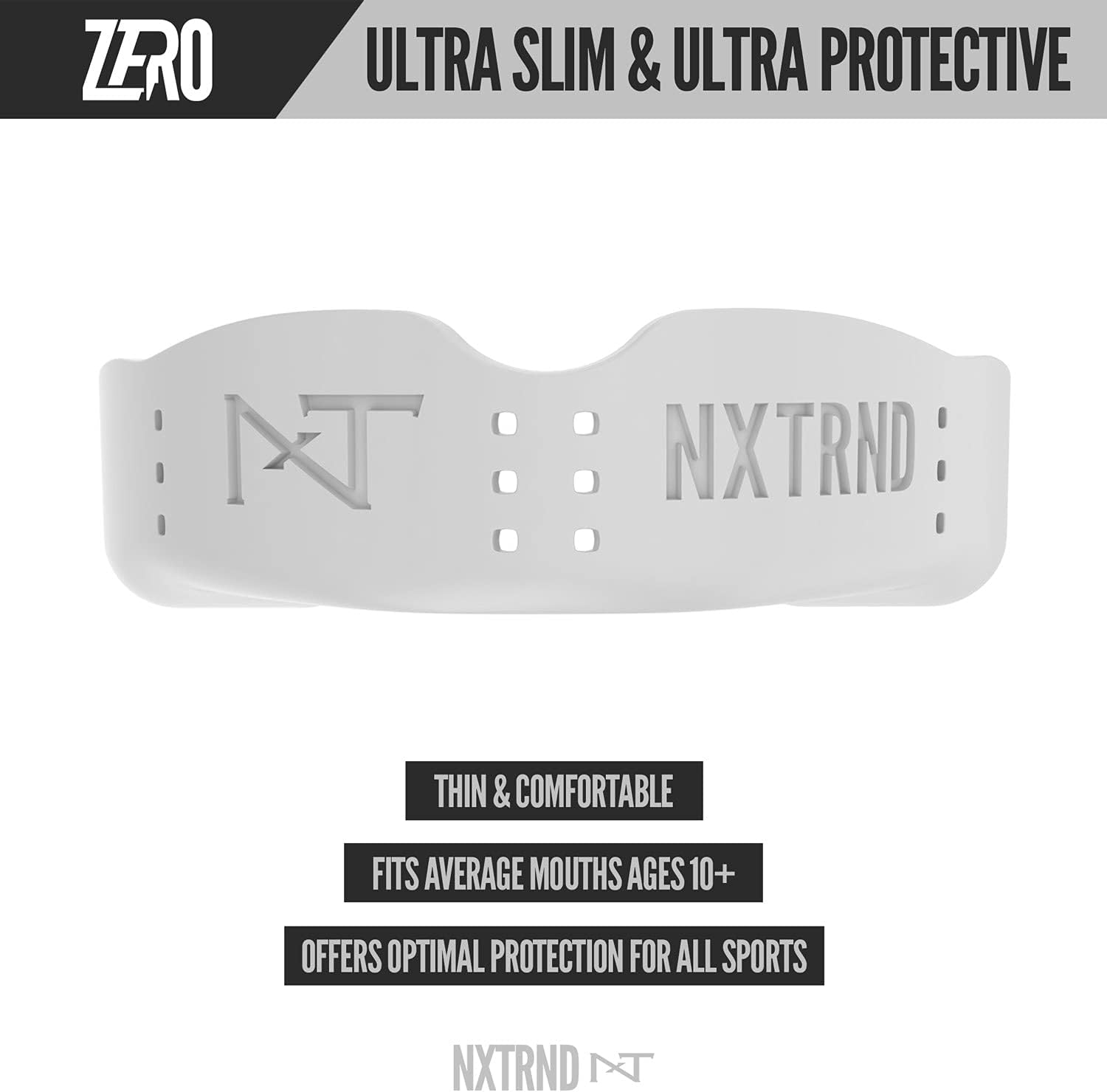 2 Pack Nxtrnd Zero Mouth Guard Sports – 1.6 mm Ultra Thin Professional Mouthguards for Boxing, MMA, Sparring, Wrestling, Football, Lacrosse and Other Sports, Mouth Guard Case Included (White) : Sports & Outdoors