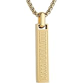 HZMAN Stainless Steel Roman Numerals Silver Gold Black Bar Necklaces for Men Vertical Bar Geomretic Pendant 22+2In Chain